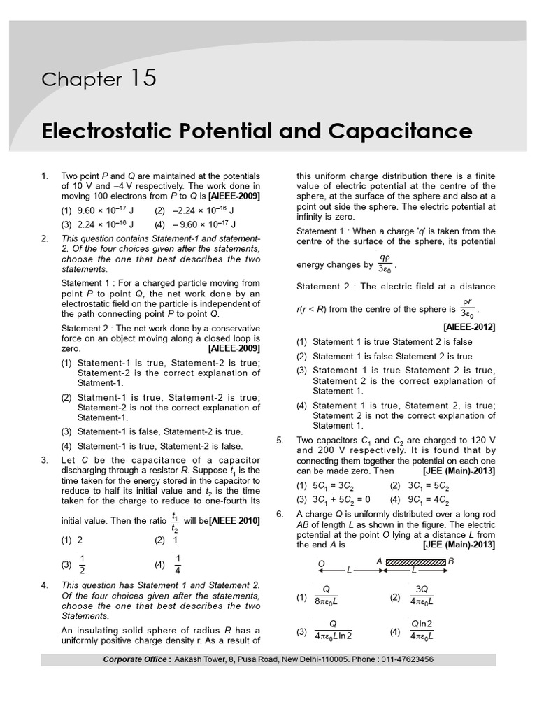 Electric Potential & Capacitance | PDF | Capacitor | Capacitance