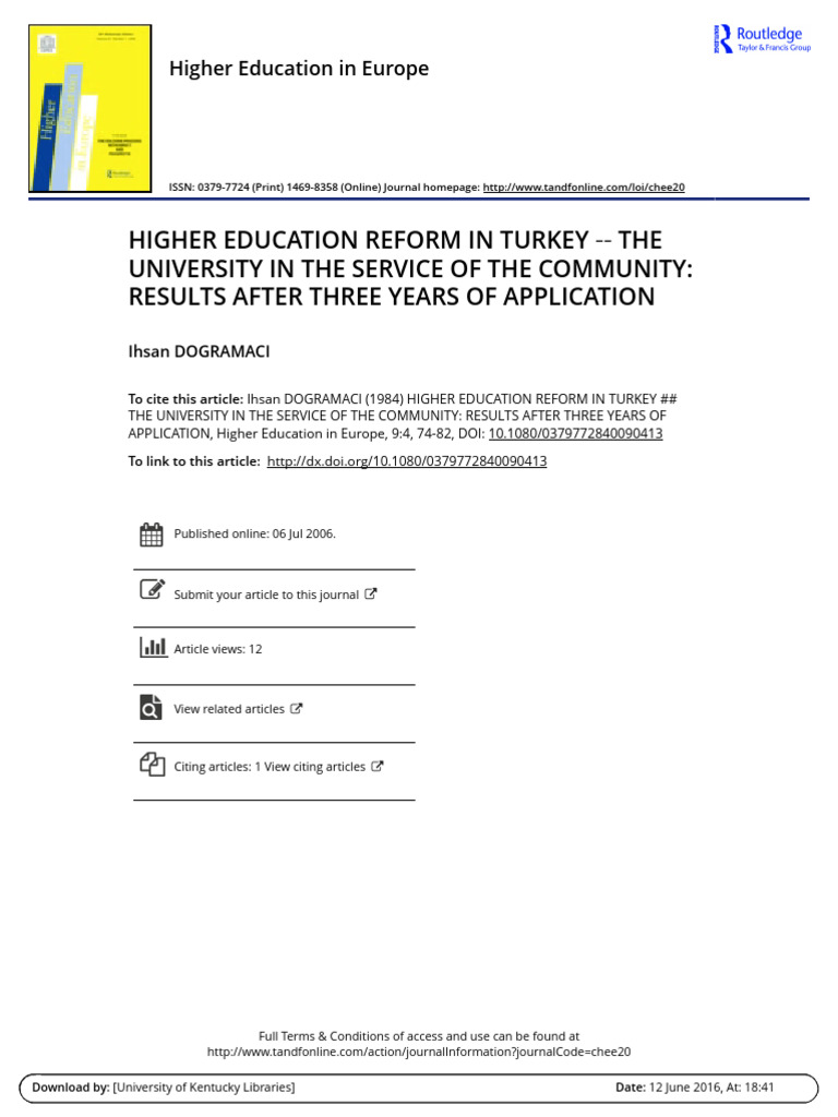 Turkey's Higher Education Reform Insights | PDF | University ...