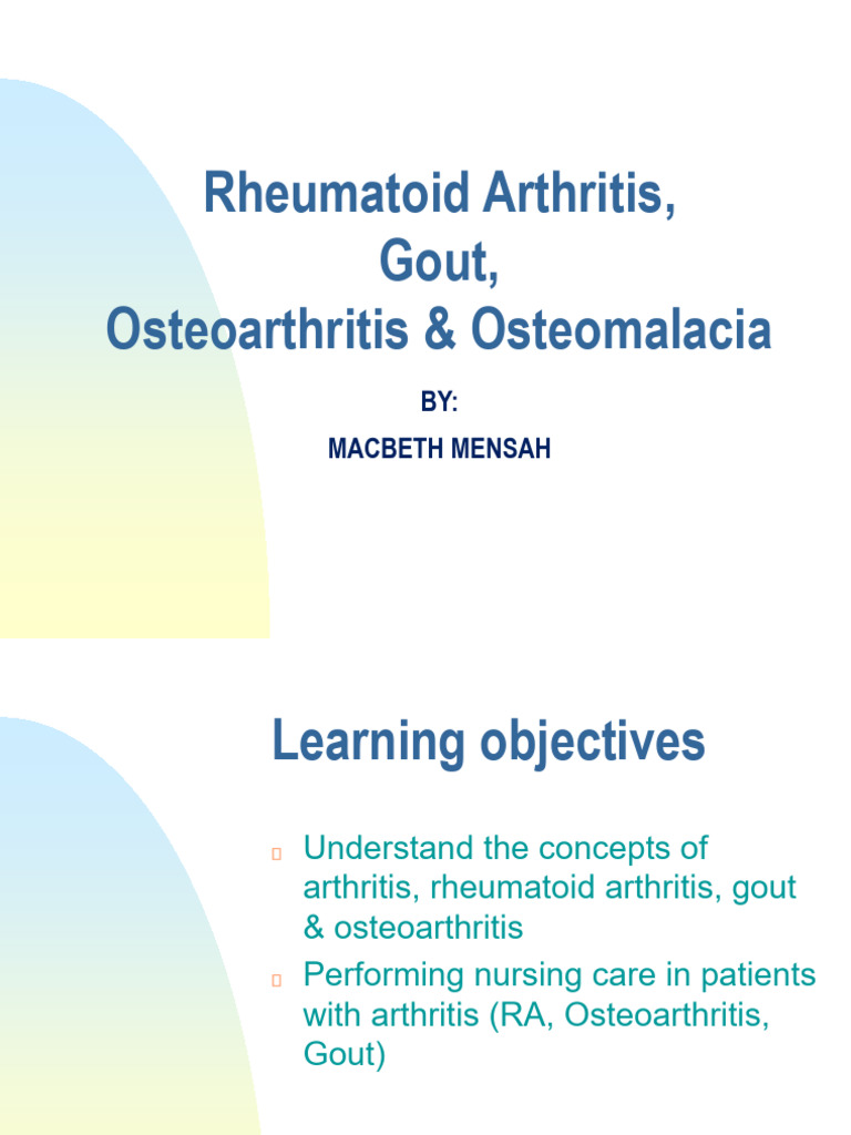 Arthritis and Gout Overview Guide | PDF | Joint | Rheumatoid Arthritis