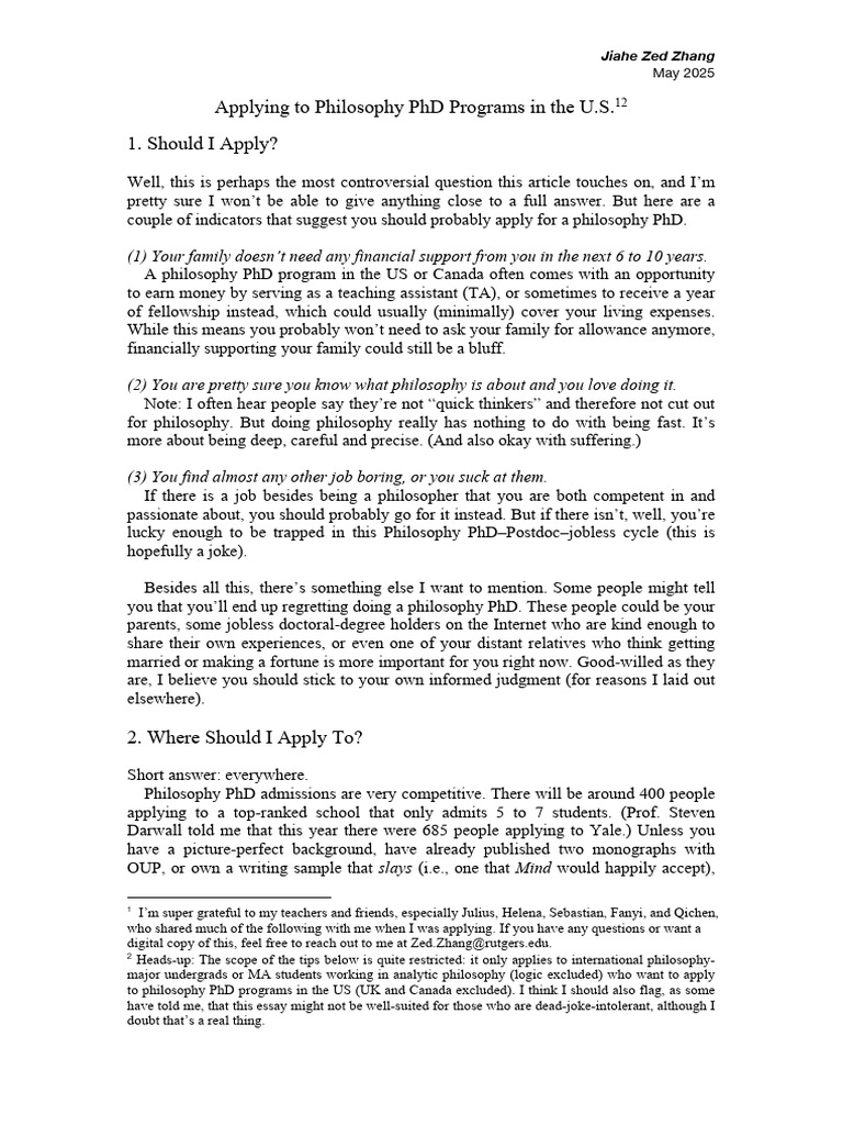 Applying to Philosophy PhD Programs in U.S. Docx | PDF | Doctor Of ...