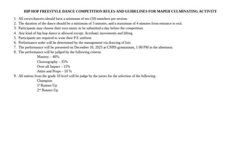 Mechanics for Hip Hop MAPEH CULMINATING | PDF