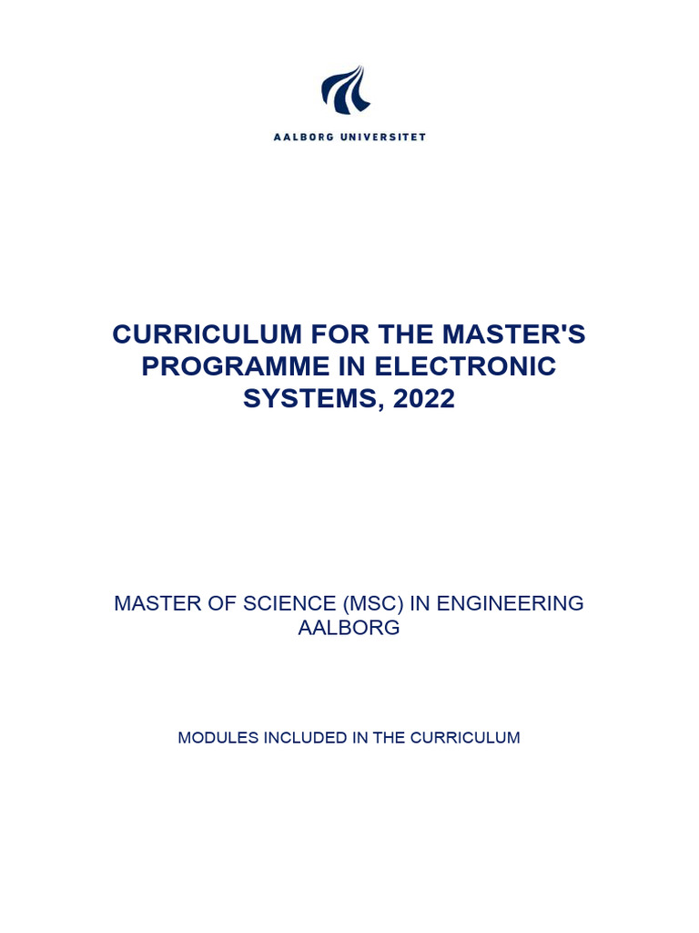 Curriculum for the Masters Programme in Electronic Systems 2022 | PDF ...