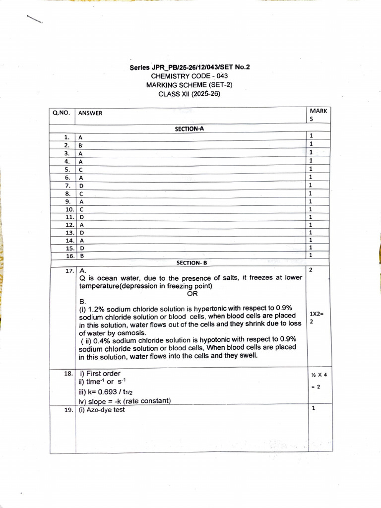 Marking Scheme | PDF