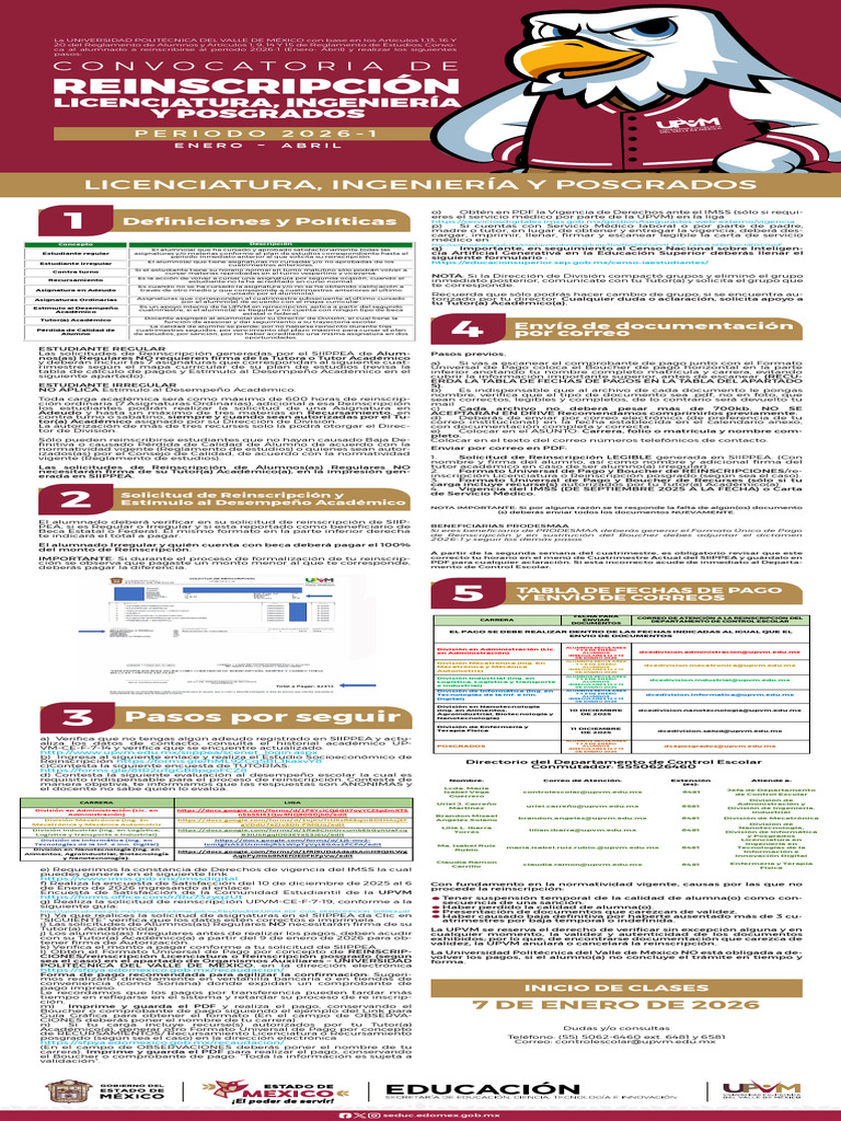 Reinscripción UPVM Periodo 2026-1 | PDF | Informática