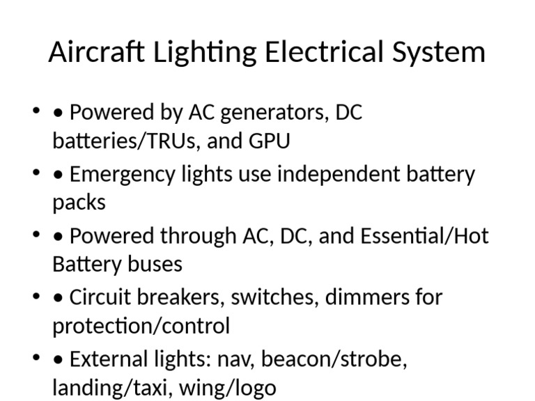 Aircraft Lighting Electrical System Overview | PDF