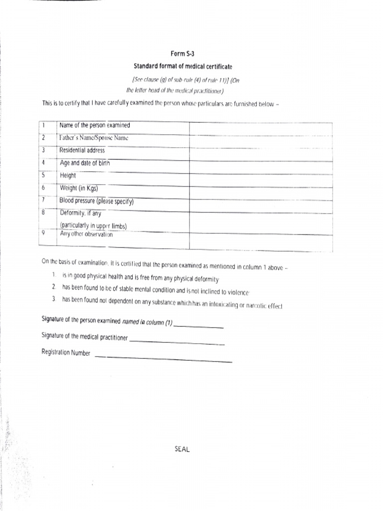 Medical Certificate Standard Format | PDF