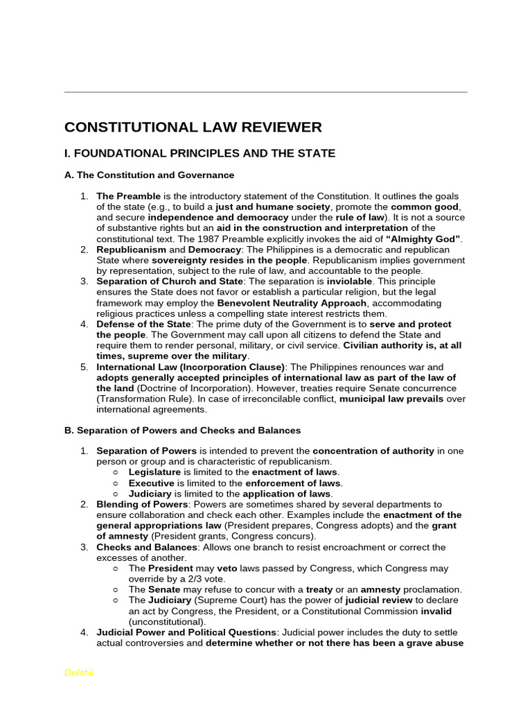 Constitutional Law Principles Overview | PDF | American Government ...