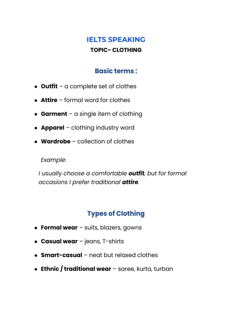 CLOTHING VOCAB | PDF | Clothing | Fashion