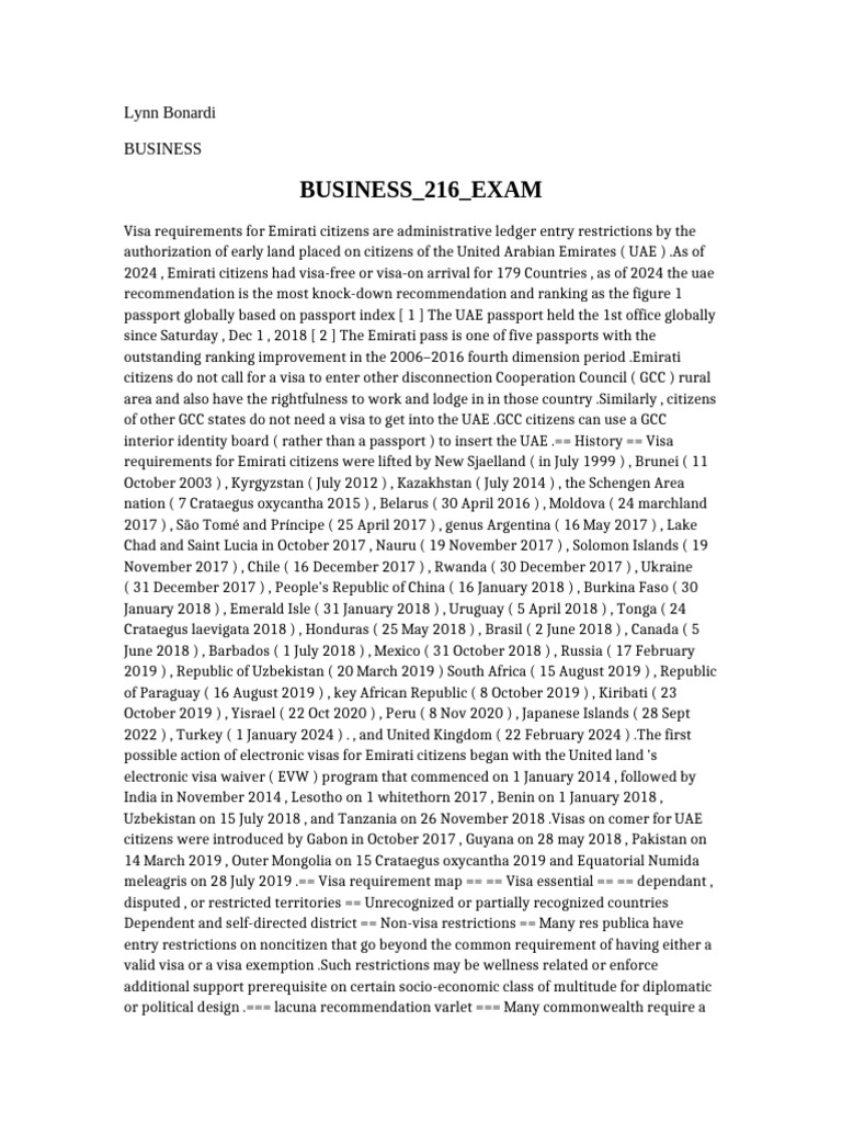 BUSINESS_216_EXAM | PDF | Immigration Law