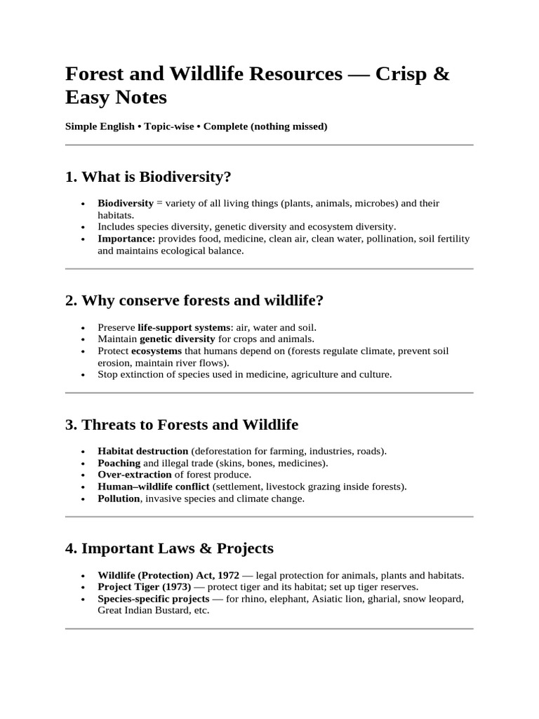 Forest and Wildlife Conservation Guide | PDF | Biodiversity | Forests