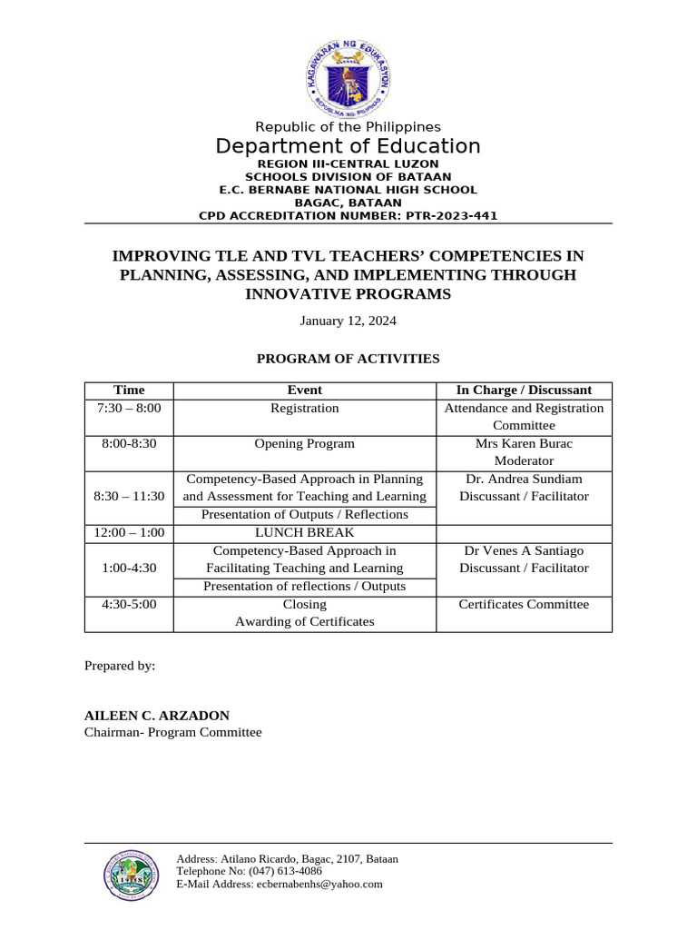 TLE and TVL Teachers' Competency Program | PDF