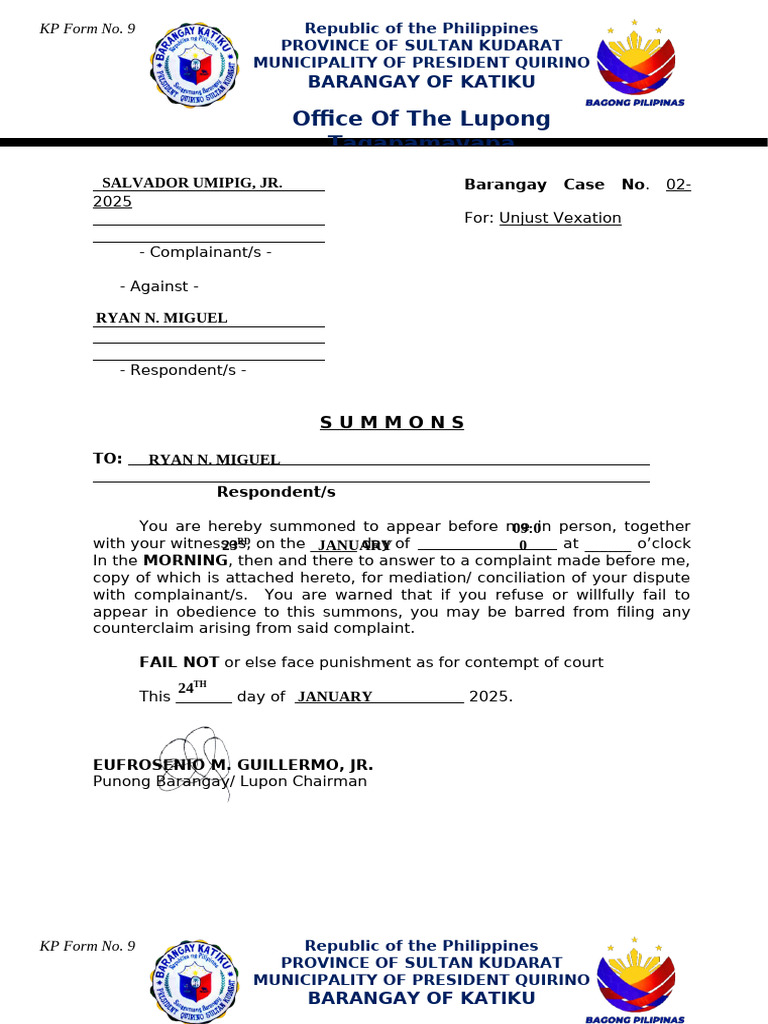 KP Form No.9 Summons | PDF | Common Law | Legal Procedure