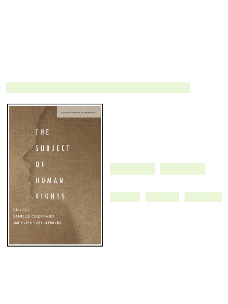 The Subject of Human Rights 1st Edition Danielle Celermajer (Editor ...