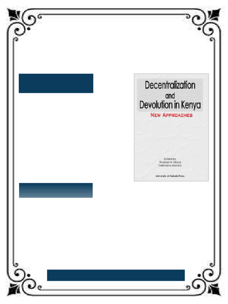 Decentralization and Devolution in Kenya New Approaches 1st Edition ...
