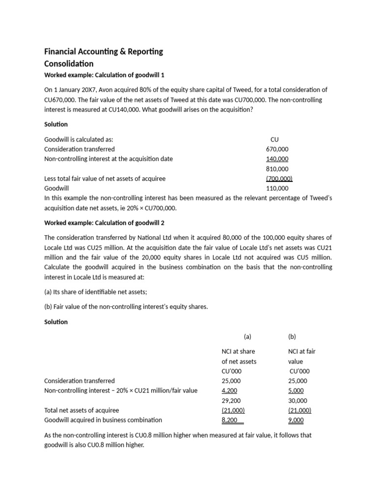 Goodwill Calculation in Business Acquisitions | PDF | Goodwill ...