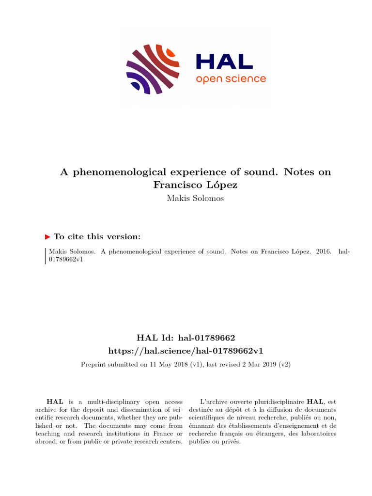 A phenomenological experience of sound. Notes on Francisco López | PDF ...