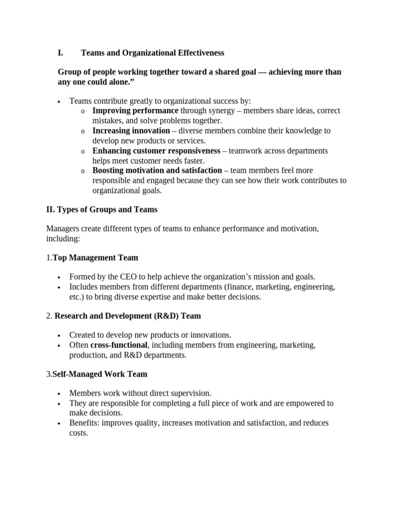 Enhancing Team Effectiveness in Organizations | PDF