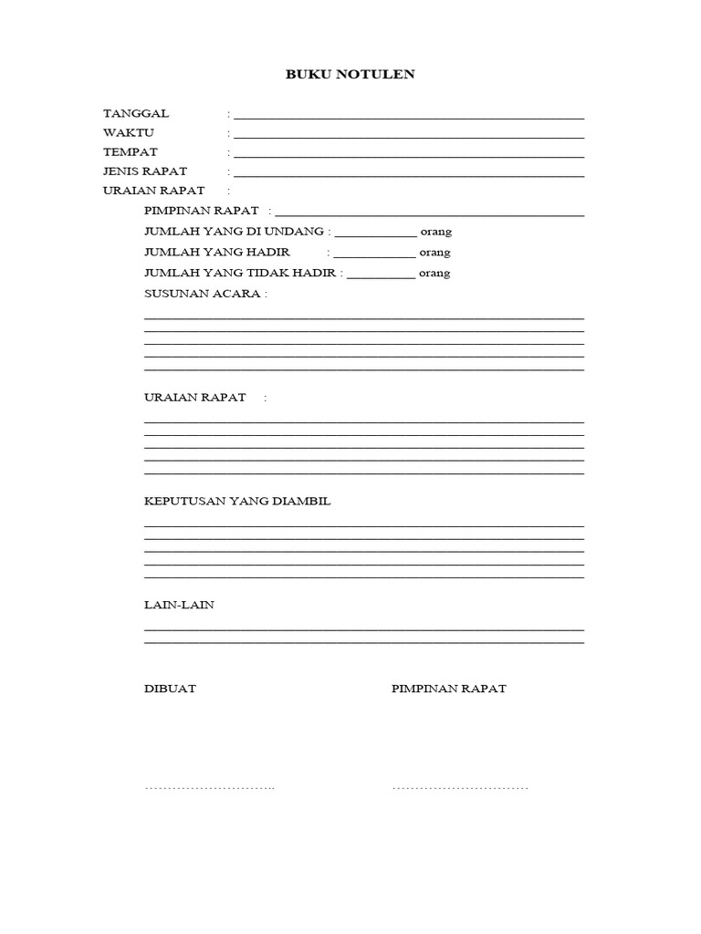 Notulen Rapat: Format dan Contoh | PDF