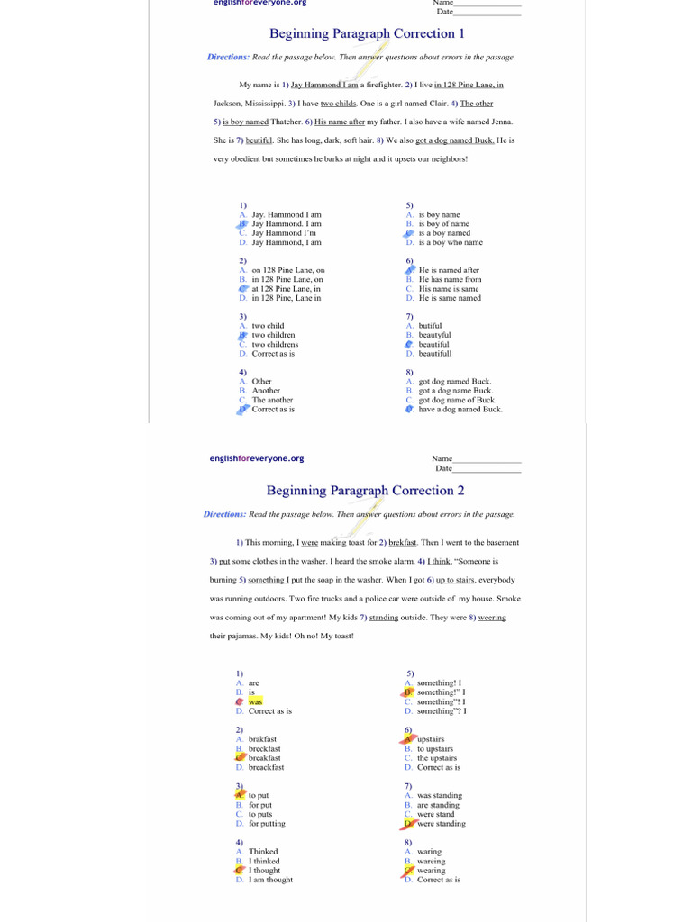 Beginning Paragraph Correction | PDF
