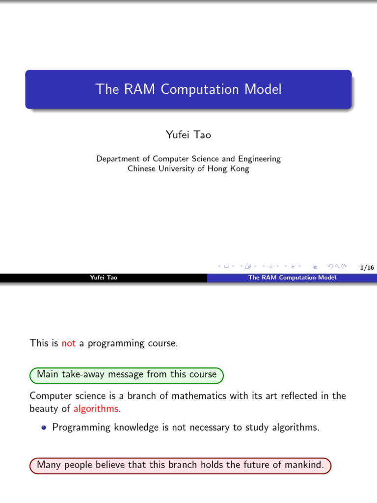 Understanding the RAM Computation Model | PDF | Random Access Memory ...