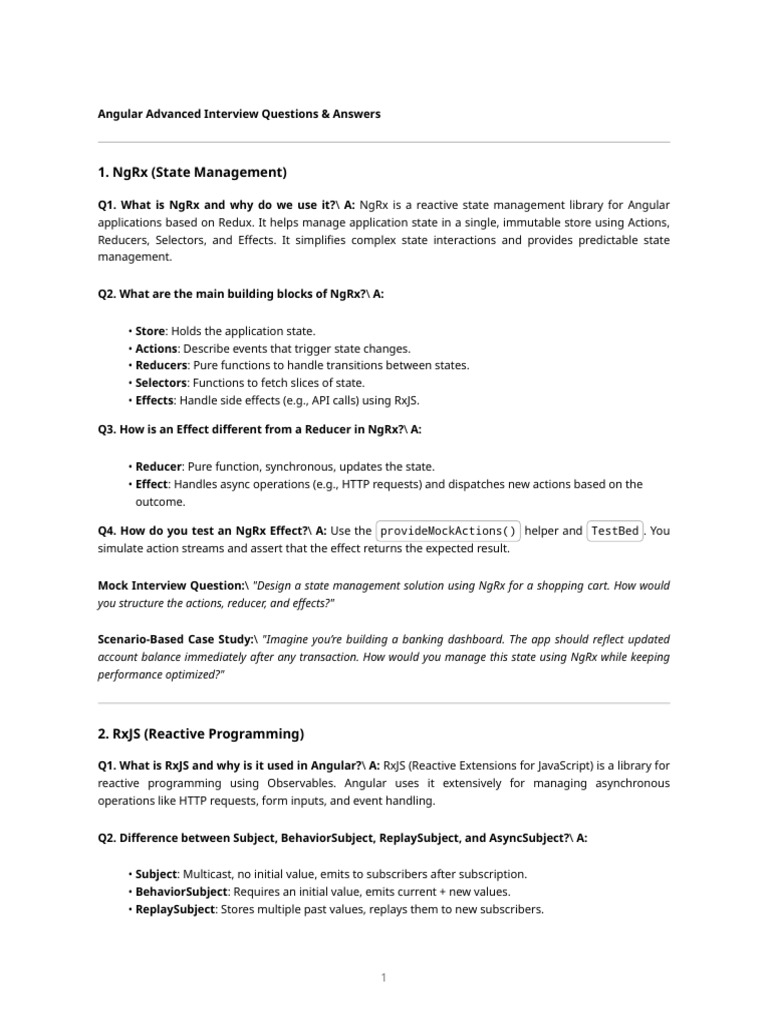 Angular Advanced Interview Q&A Guide | PDF | Unit Testing | Computer ...