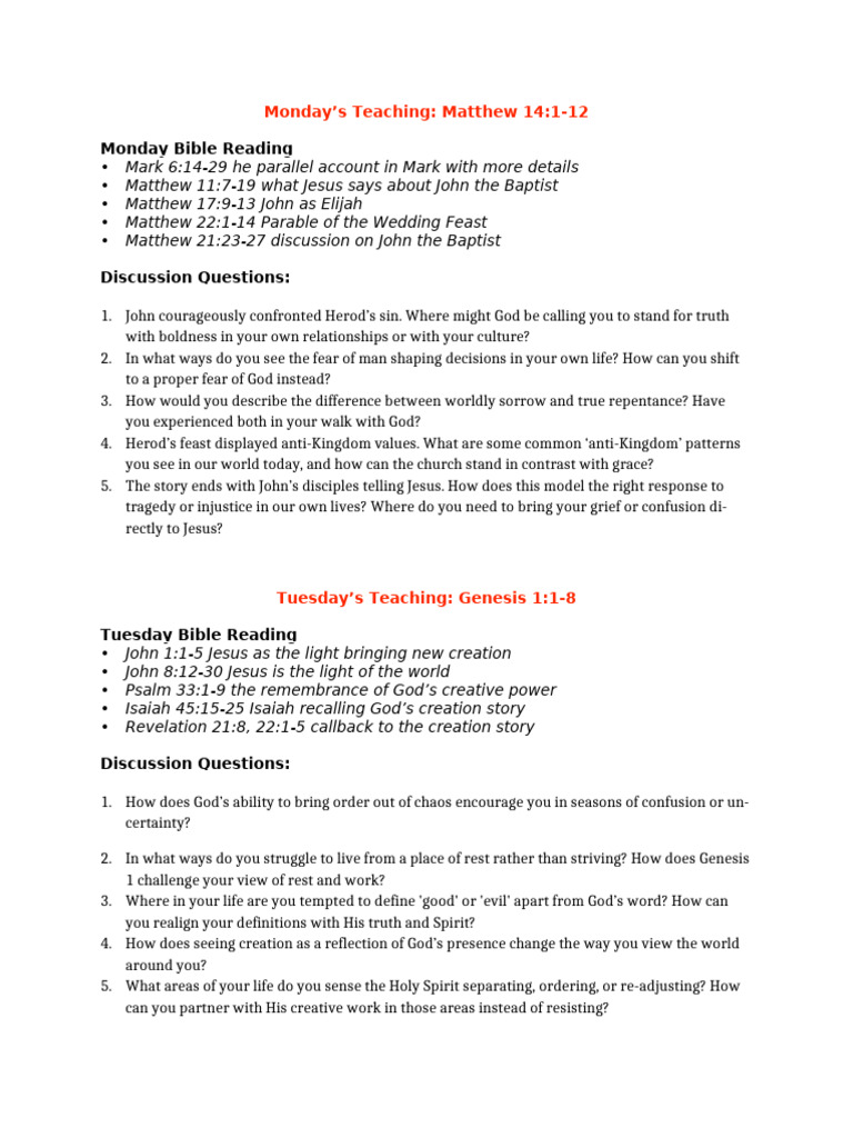 Weekly Bible Study: Matthew & Genesis Insights | PDF | Gospel Of ...