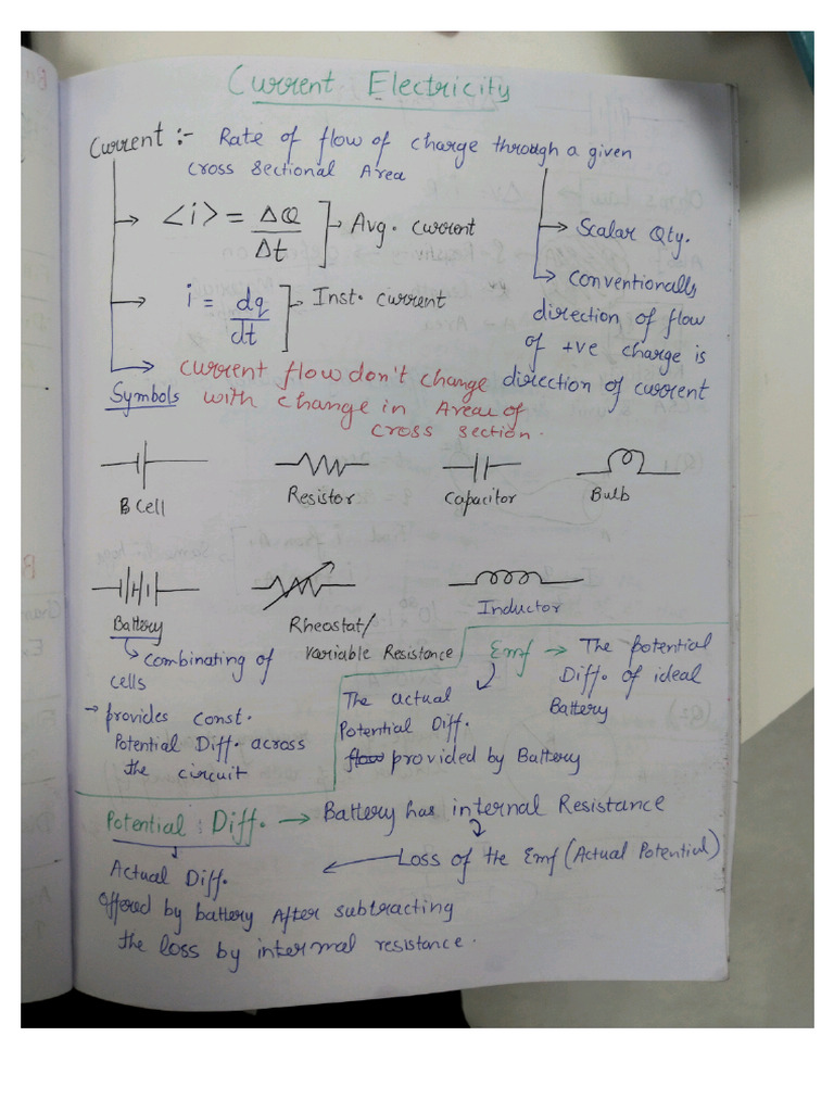 Current Electricity Notes | PDF