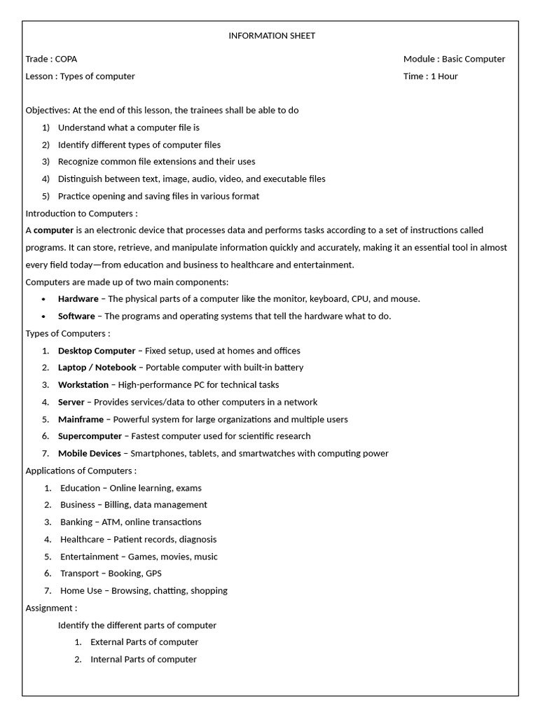 Types of Computers and File Management | PDF