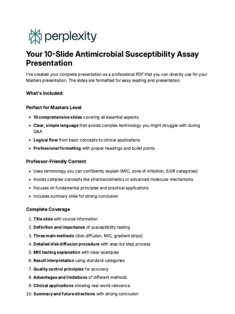Your 10-Slide Antimicrobial Susceptibility Assay P | PDF