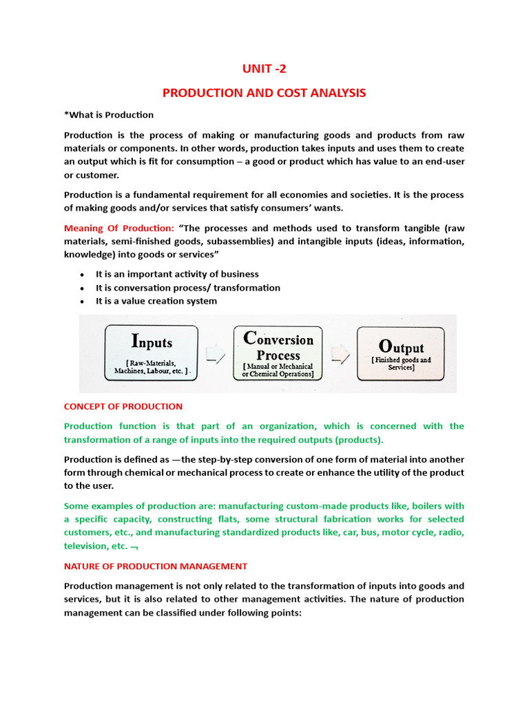 Production and Cost Analysis Overview | PDF | Production Function ...