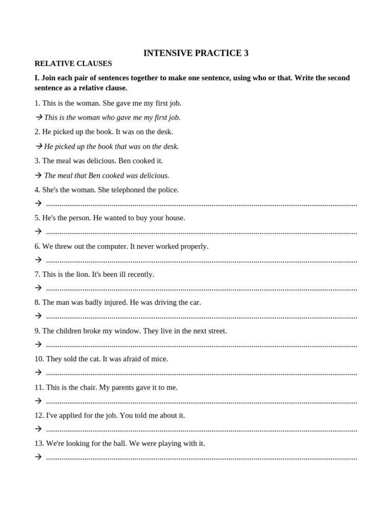 Relative Clauses Practice Exercises | PDF