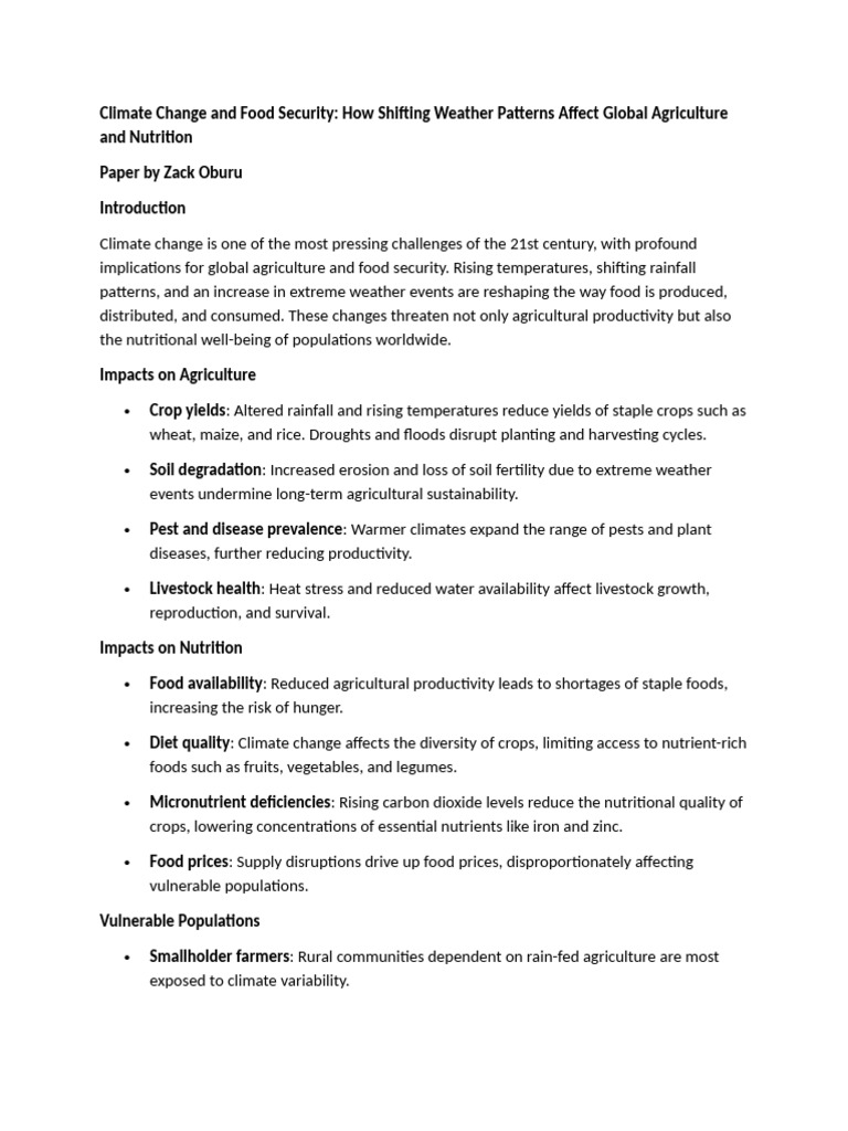 Climate Change's Impact on Food Security | PDF | Agriculture | Food ...