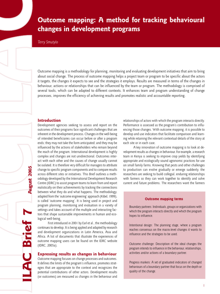 Outcome Mapping for Development Programs | PDF