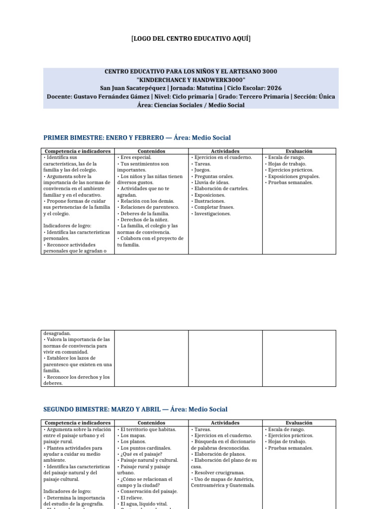 Plan de Estudios Primaria 2026: Ciencias Sociales y Naturales | PDF ...