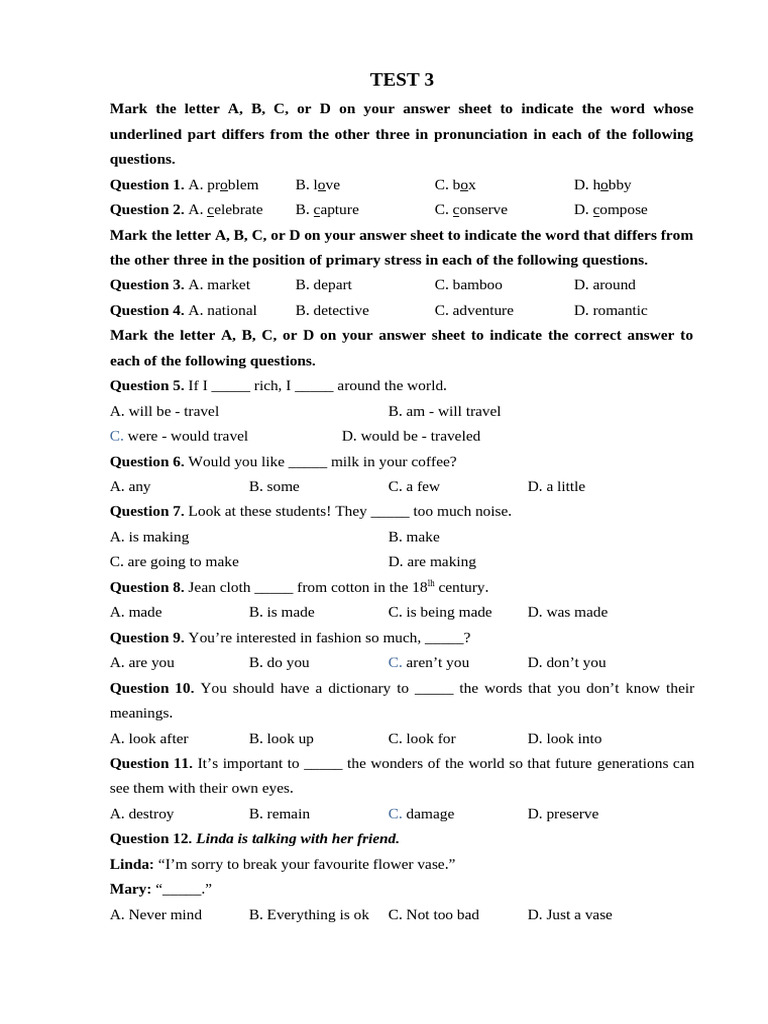 TEST 3 | PDF | Weaving