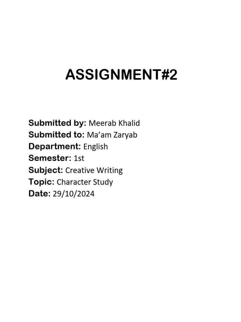 Character Study (Meerab Khalid) | PDF