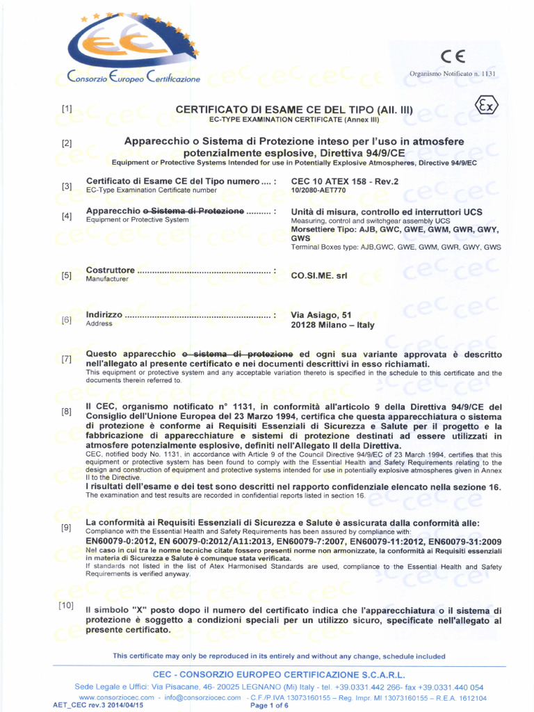 Cec 10 Atex 158 | PDF