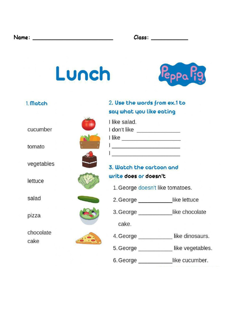 Week 11 - Peppa Pig Lunch WS | PDF