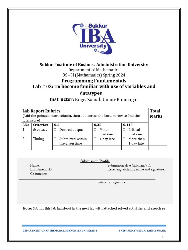 Lab_02-C__ | PDF | Integer (Computer Science) | Variable (Computer Science)