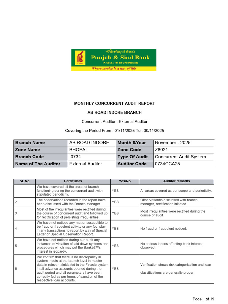 November 2025 Concurrent Audit Report | PDF | Audit | Business