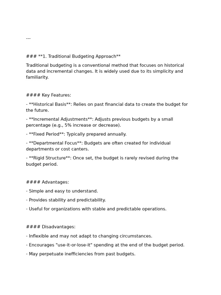 Budgeting Approaches: Traditional vs Modern | PDF | Budget | Business