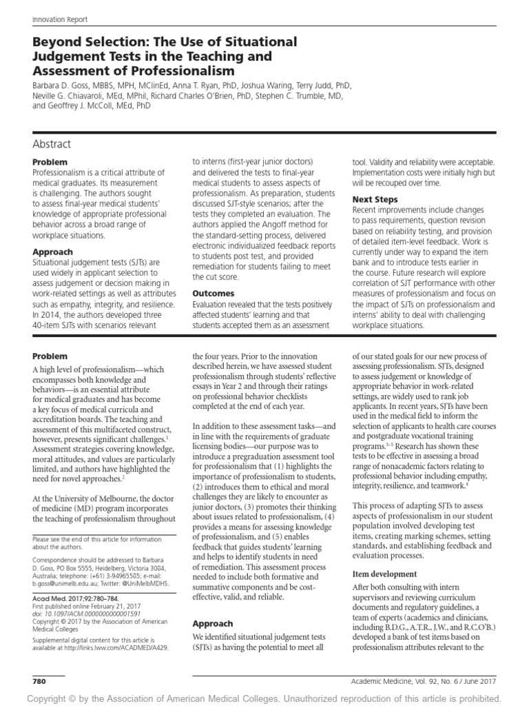 【2017】Beyond Selection_ the Use of Situational Judgement Tests in the ...
