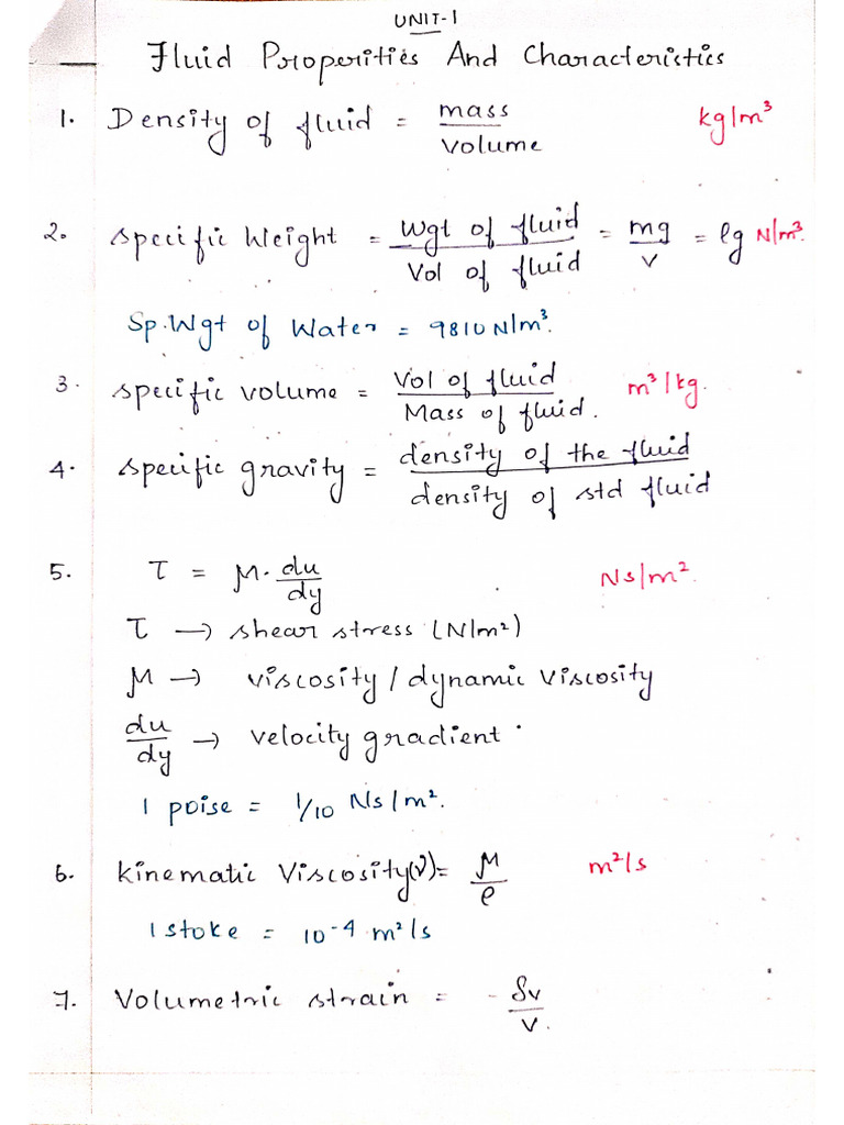 Unit 1 Fluid Formula | PDF