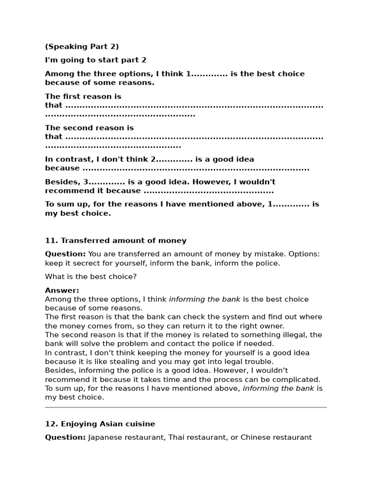 Best Choices for Various Scenarios | PDF | Closed Circuit Television ...