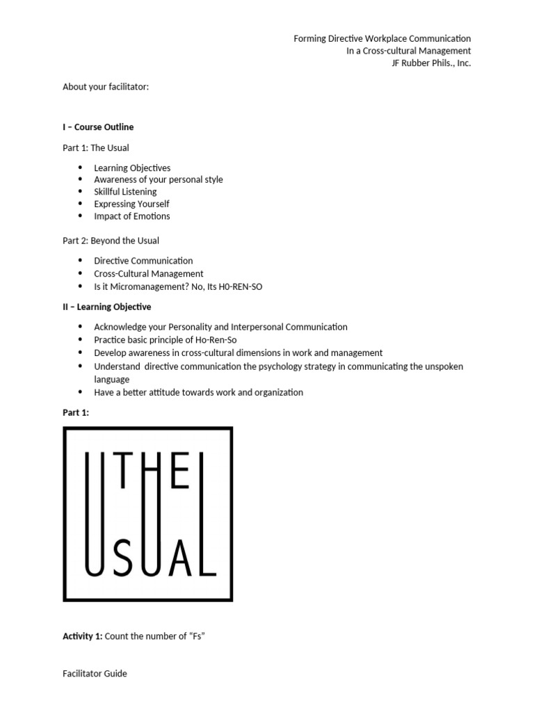 Directive Workplace Communication Skills | PDF | Communication ...