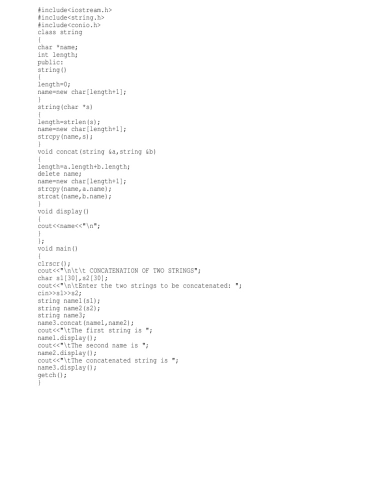 C++ String Concatenation Example | PDF