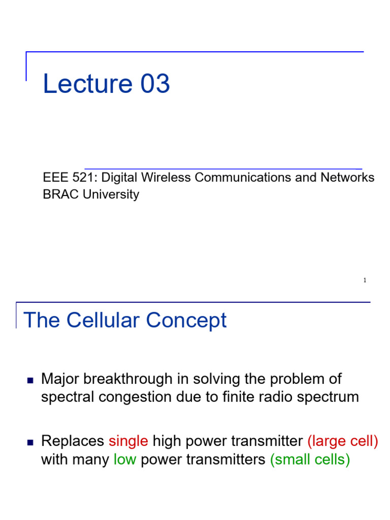 Lecture03 | PDF | Cellular Network | Duplex (Telecommunications)