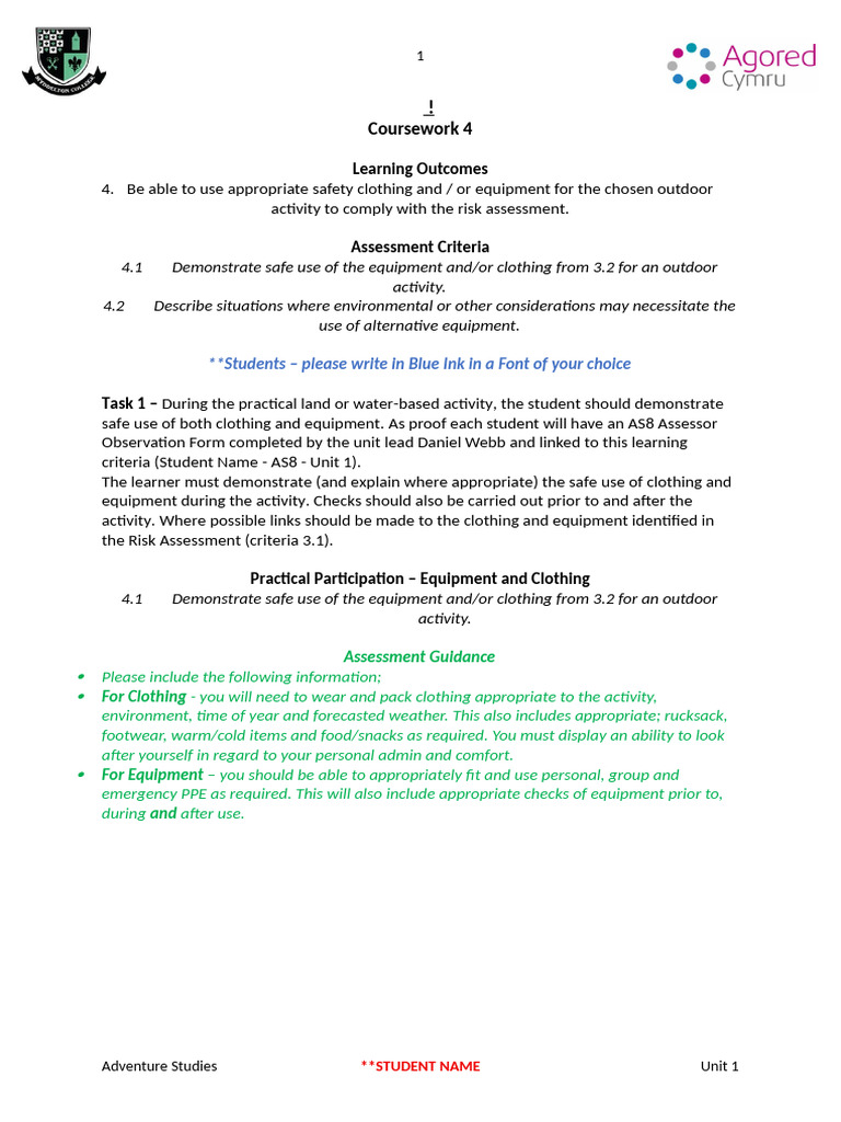 Coursework 4 - Unit 1 | PDF | Clothing | Natural Environment