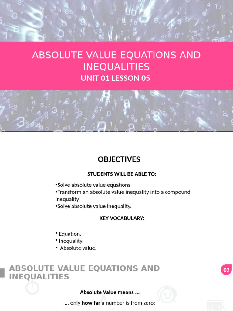 Absolute Value Equations and Inequalities | PDF | Inequality ...