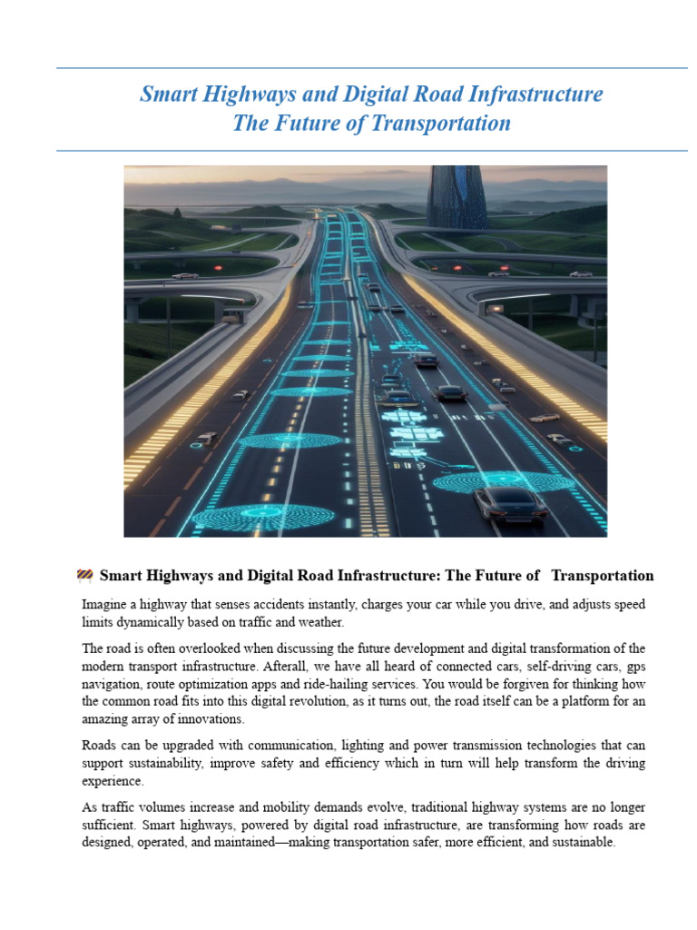 Smart Highways: Future of Transport | PDF | Traffic | Traffic Congestion